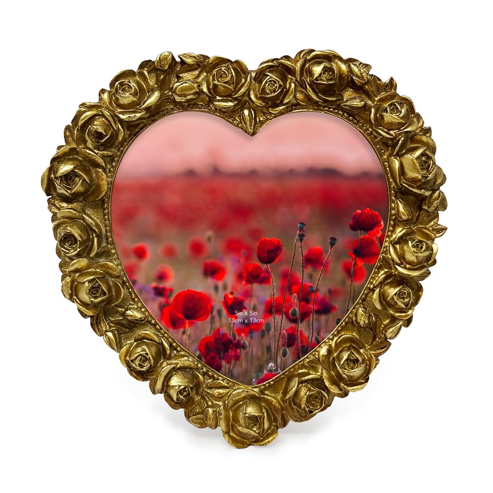 Amazon.com - Isaac Jacobs 5x5 Gold Heart Shaped Rose Border Resin